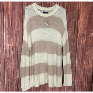 American Eagle Stripe Sweater Jegging Fit Cream Ivory Womens Size Large NWT